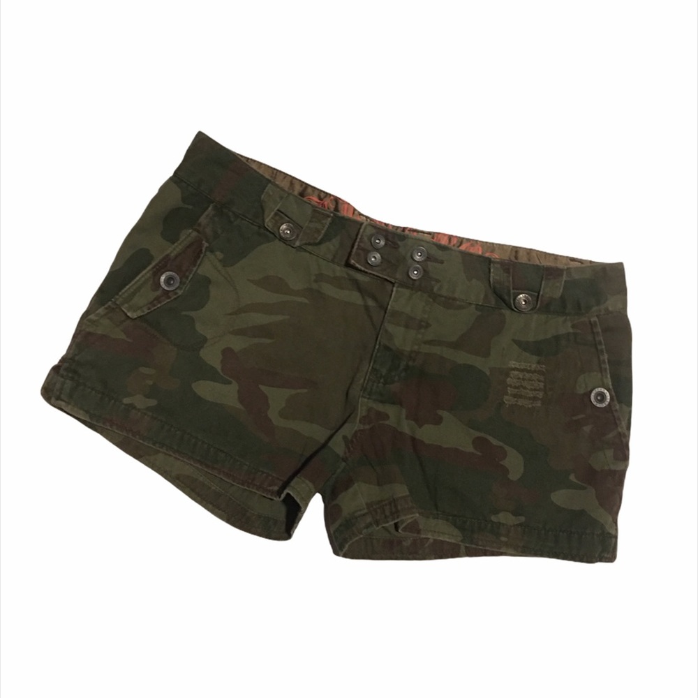 Billabong military cameo green denim shorts